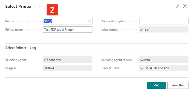 Shipment Connector Business Central printer interface